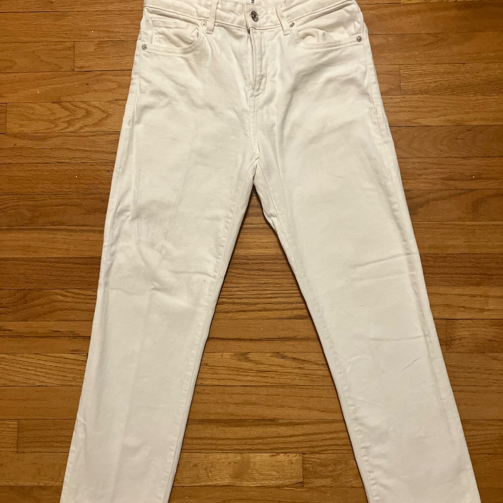 Mango White Denim Jeans Straight Leg Cut Pants Size 6 38